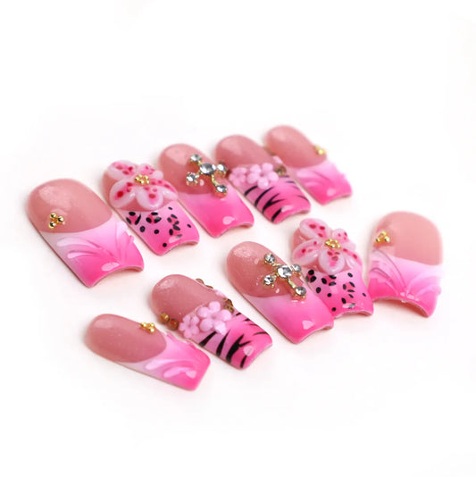 Blush Safari Square Press On Nail
