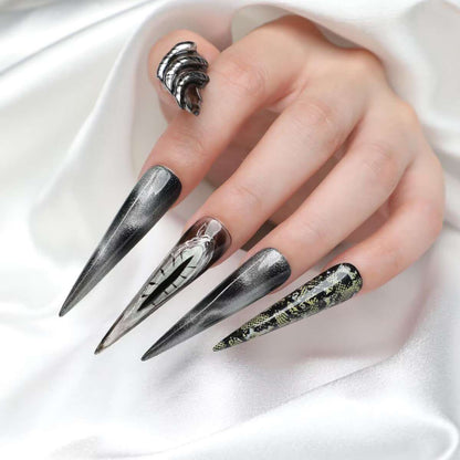 Silver Night Gothic Stiletto Press-On Nails