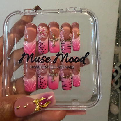 Blush Safari Square Press On Nail  (Short & Medium Length)