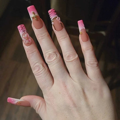 Blush Safari Square Press On Nail  (Short & Medium Length)