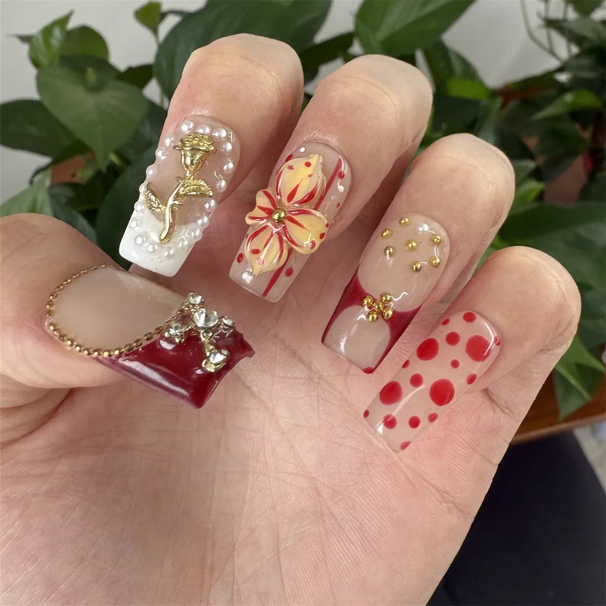 Autumn Garden Square Acrylic Press On Nail