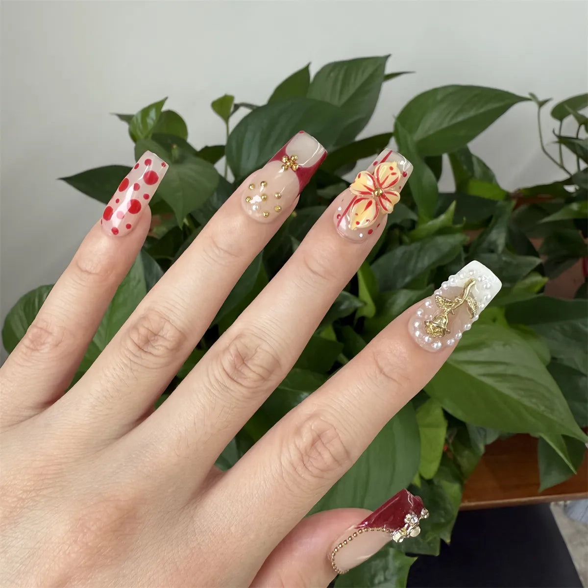 Autumn Garden Square Acrylic Press On Nail