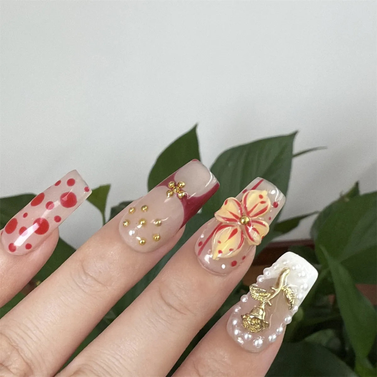 Autumn Garden Square Acrylic Press On Nail