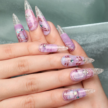 Faux Ongles en Acrylique Faits Main "Charme Crépusculaire"