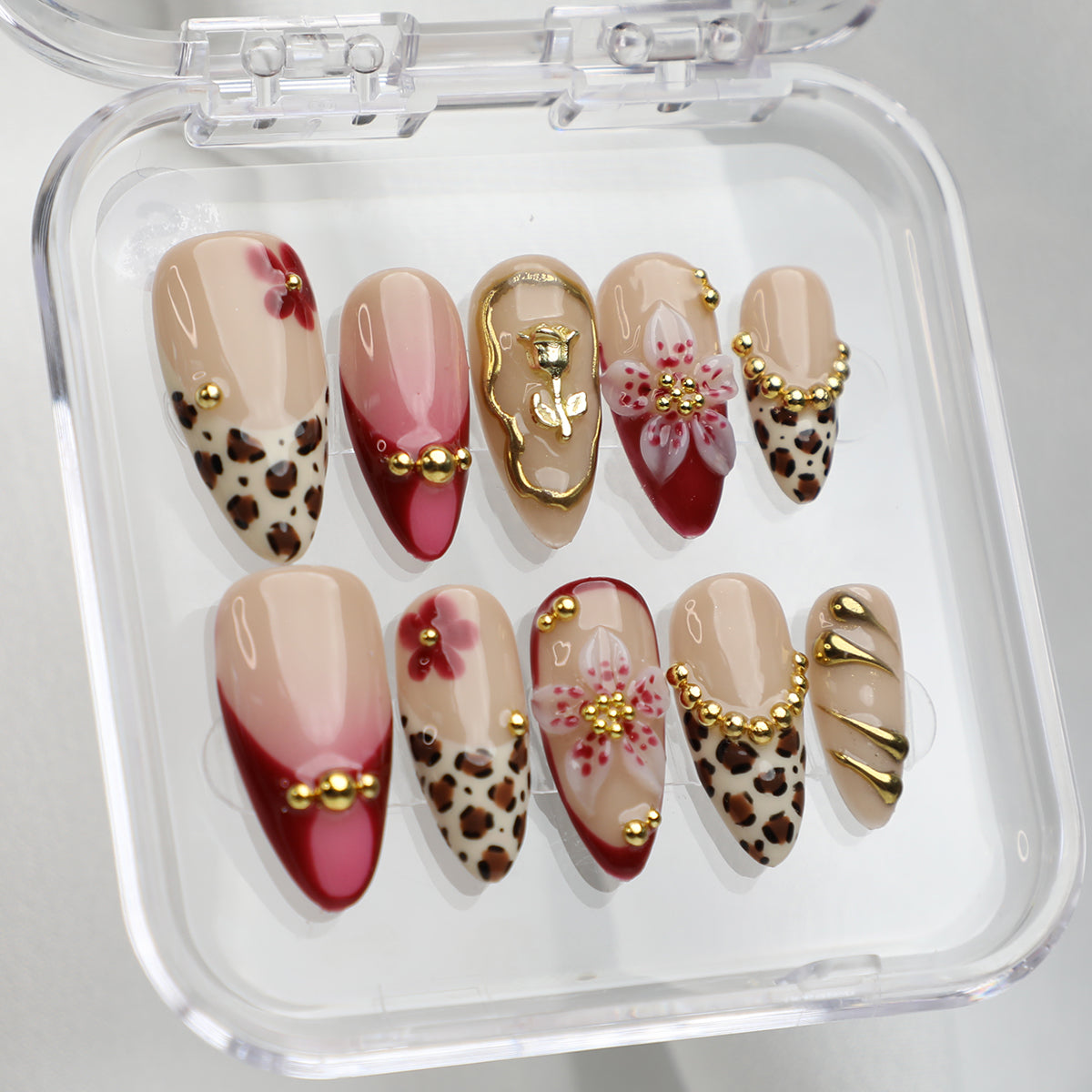 Wild Rose Short Almond Luxury Press On Nail Set for Beginner Daily Wear Party Event with Elegant Glamorous Look