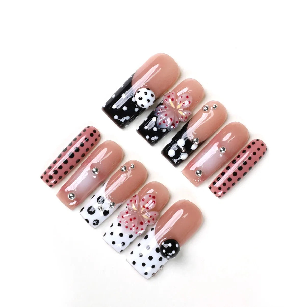 Girly Polka Dots Acrylic Press On Nails