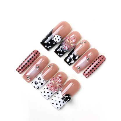 Girly Polka Dots Acrylic Press On Nails
