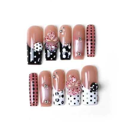 Girly Polka Dots Acrylic Press On Nails