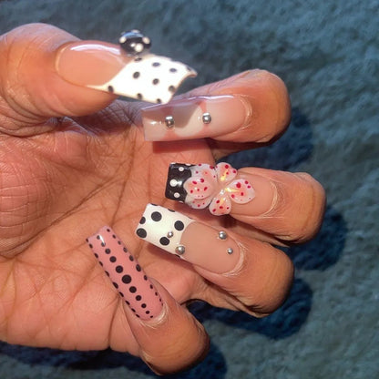 Girly Polka Dots Acrylic Press On Nails