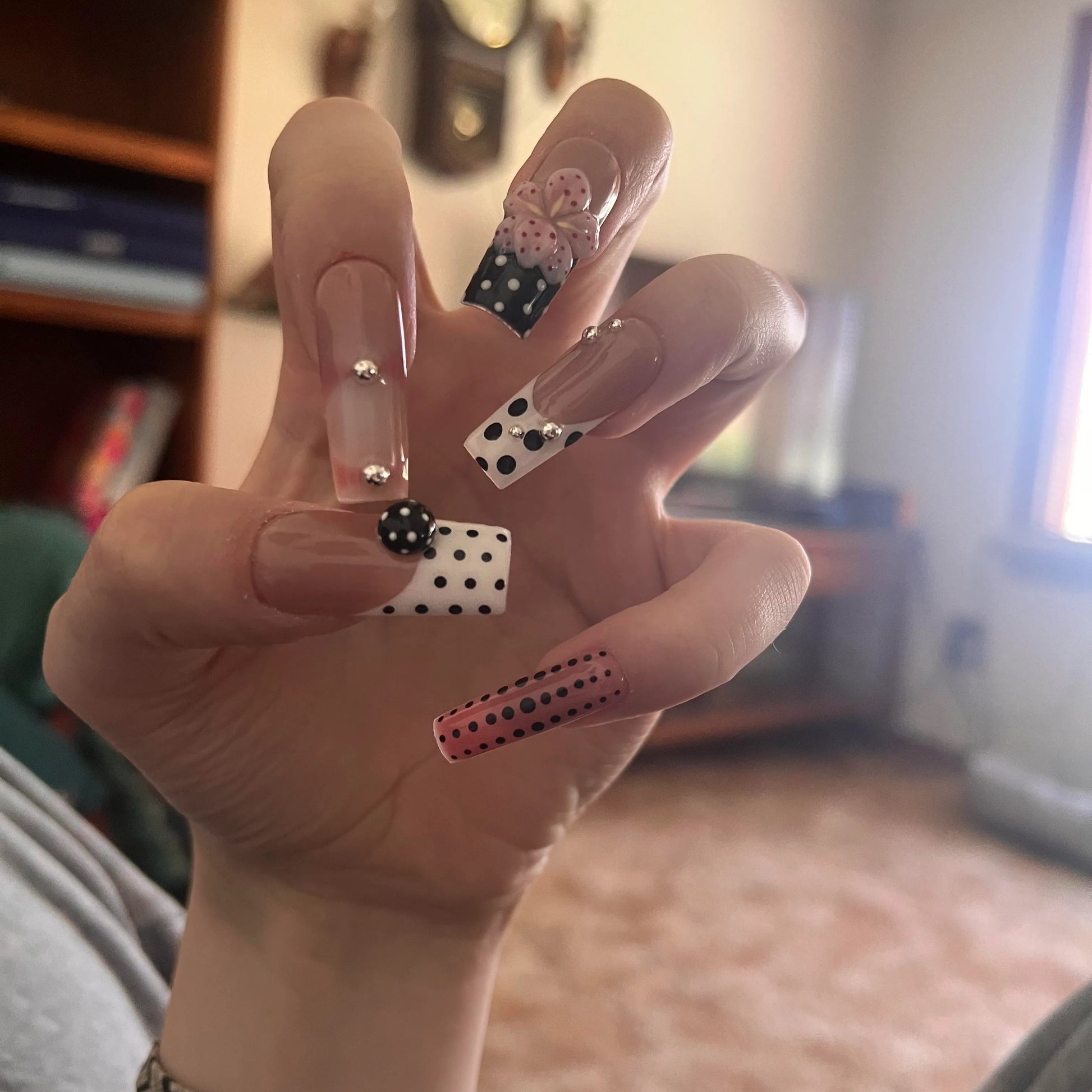 girly polka dot acrylic press on nails review picture