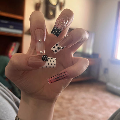 girly polka dot acrylic press on nails review picture