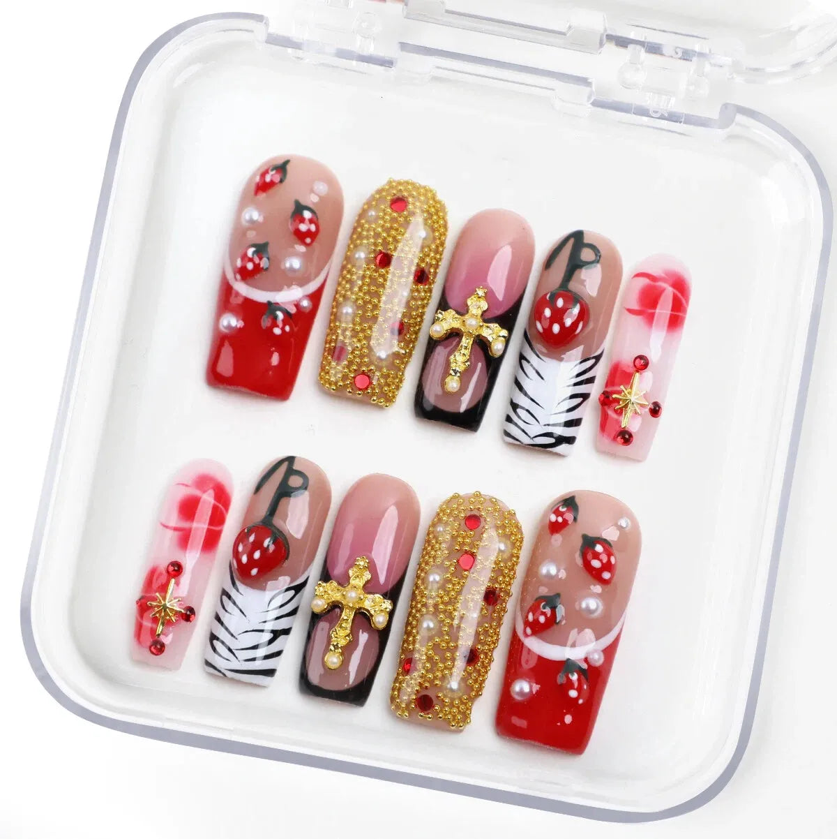Scarlet Garden Square Press On Nails