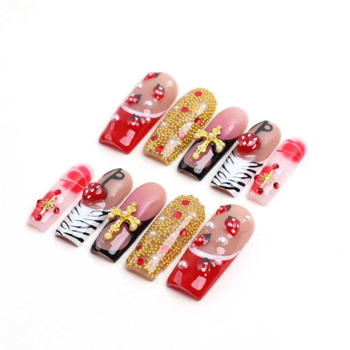 Scarlet Garden Square Press On Nails