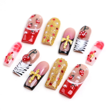 Scarlet Garden Square Press On Nails