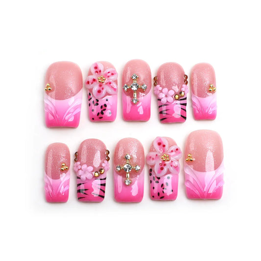 Blush Safari Square Press On Nail