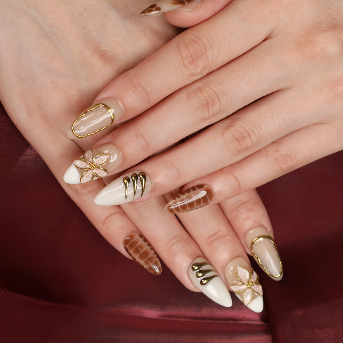 Maple Whisper Short Brown Almond Handmade Luxury Press On Nail Set For Fall Winter Beginner Daily Wear Party Dinner