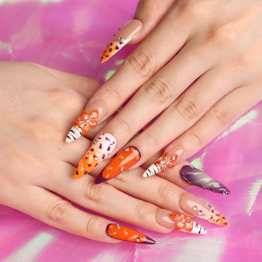 Romantic Orange Almond Nail