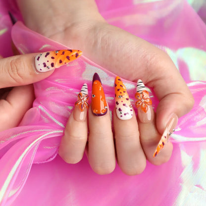 Romantic Orange Almond Nail