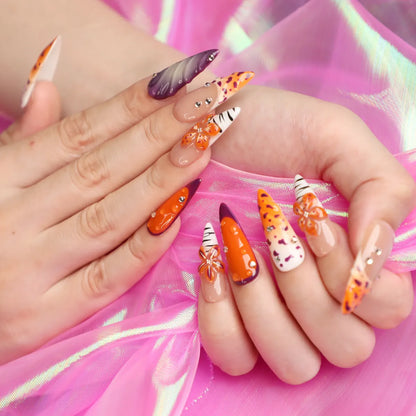 Romantic Orange Almond Nail