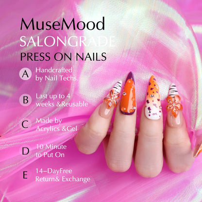 Romantic Orange Almond Nail