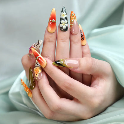 Papaya Season Reusable Press On Nail Acrylic Set