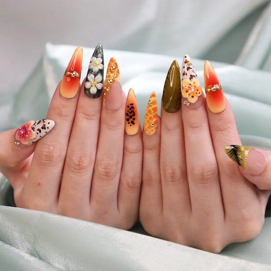 Papaya Season Reusable Press On Nail Acrylic Set