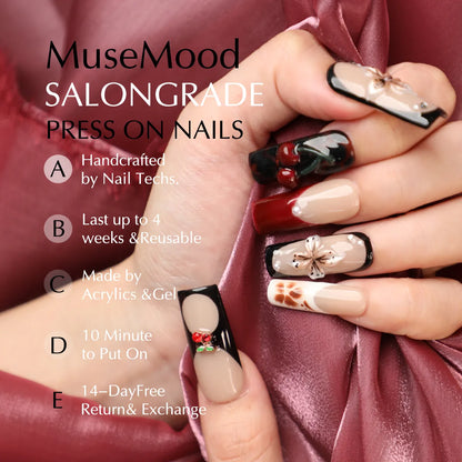 cherry mocha square acrylic nails feaures 