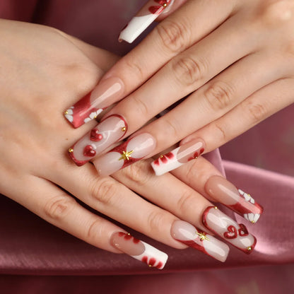 Sweetheart Glam Cute Square Press On Nail Set