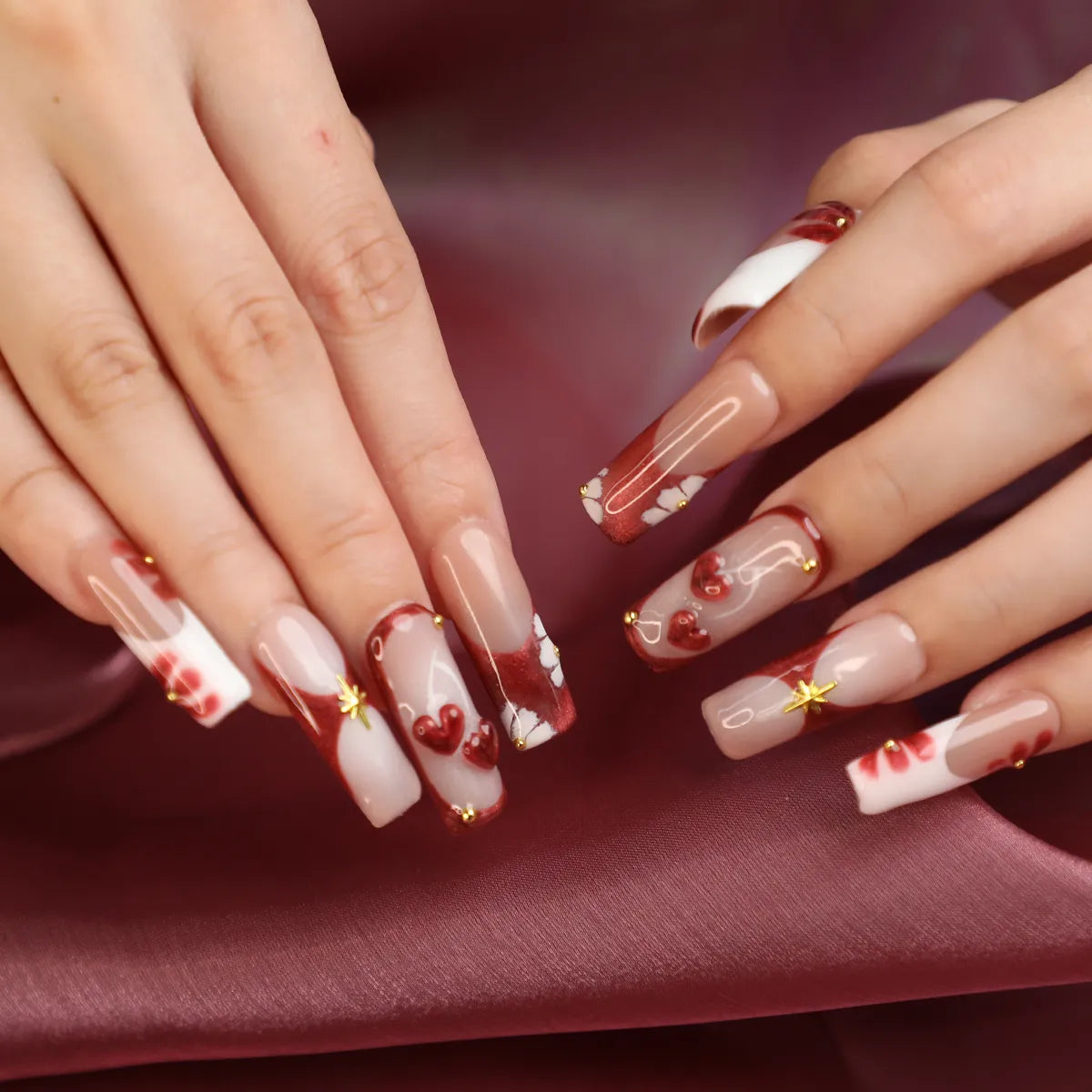 Sweetheart Glam Cute Square Press On Nail Set