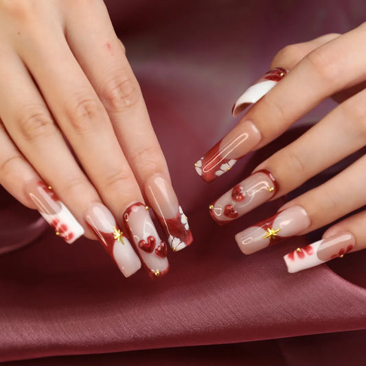 Sweetheart Glam Cute Square Press On Nail Set