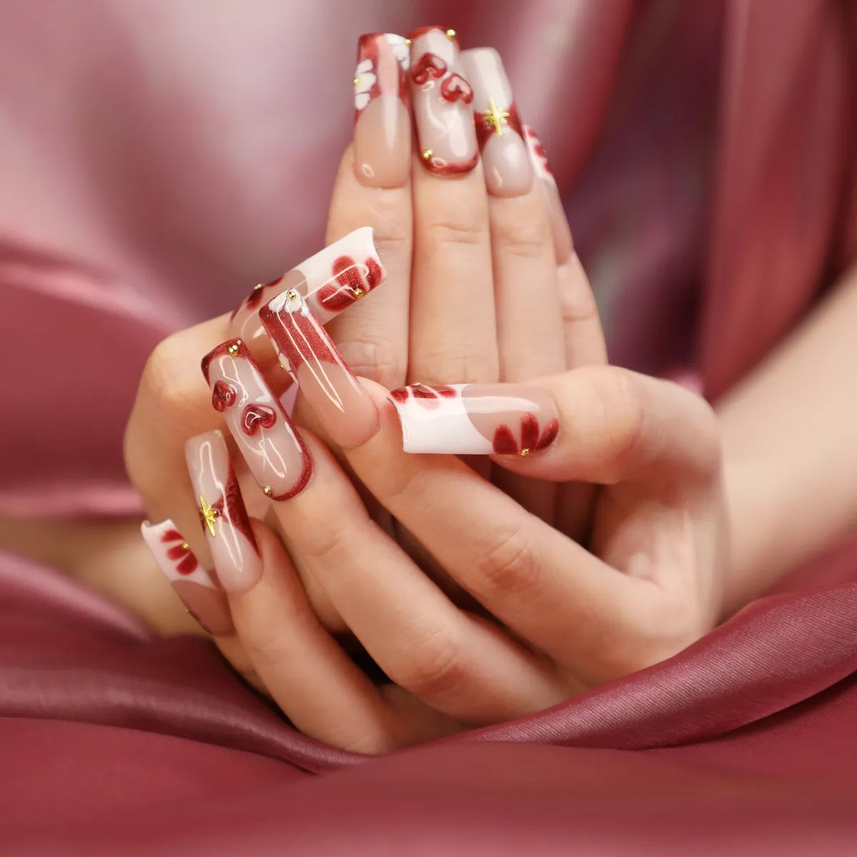 Sweetheart Glam Cute Square Press On Nail Set