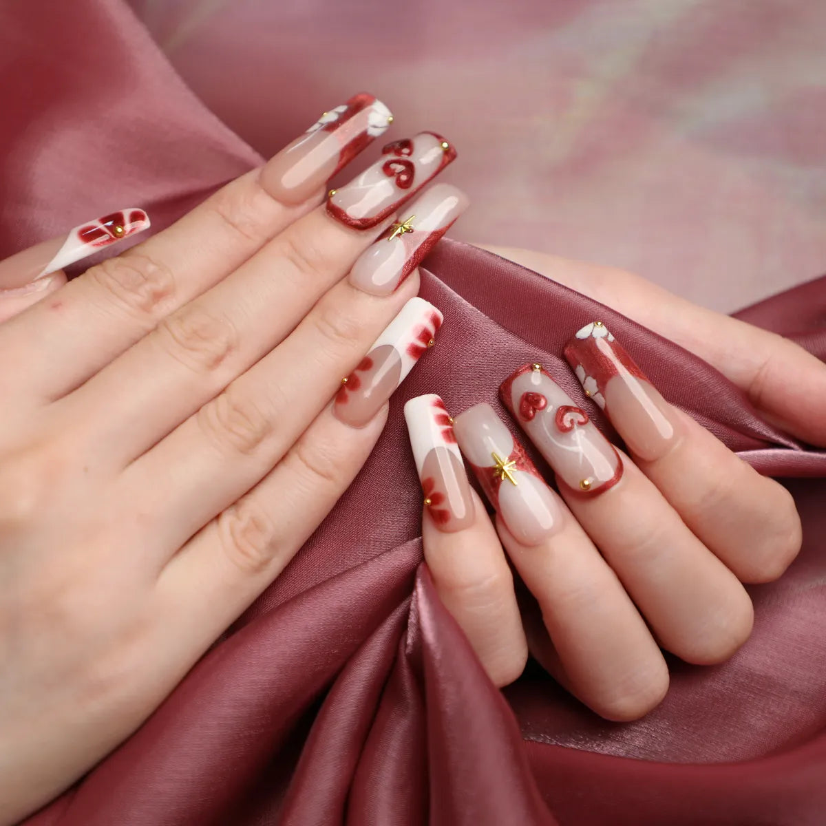 Sweetheart Glam Cute Square Press On Nail Set