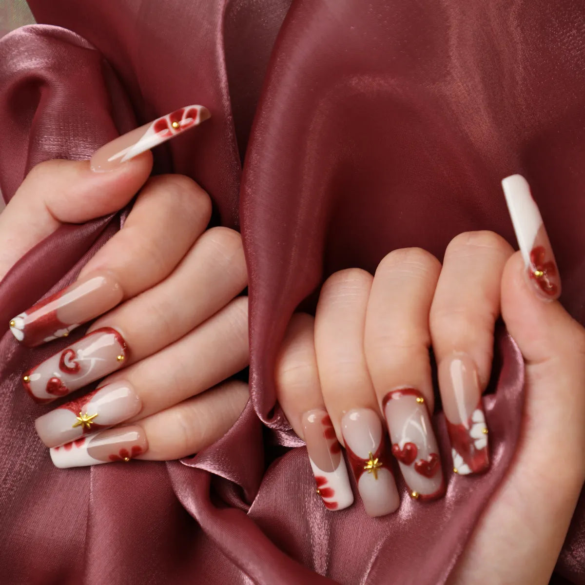 Sweetheart Glam Cute Square Press On Nail Set