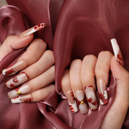 Sweetheart Glam Cute Square Press On Nail Set