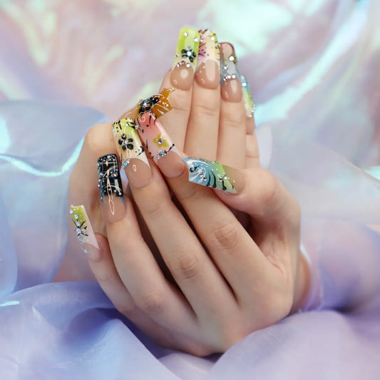 Clear Bliss Square Acrylic Press On Nail Set