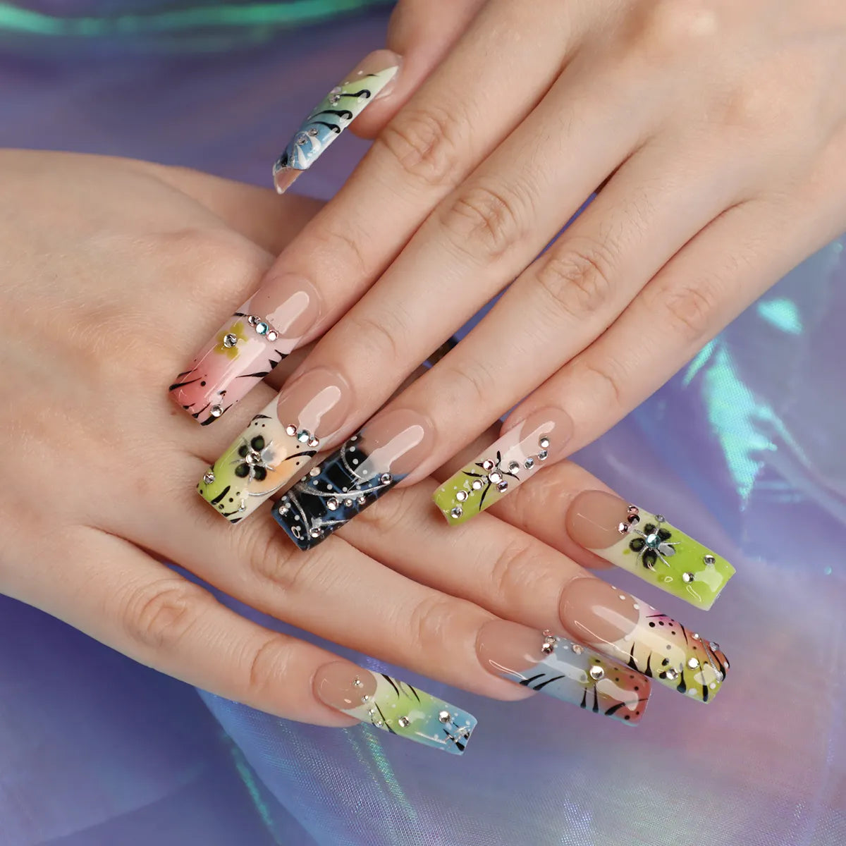 whole set picture of clear bliss  press on acrylic nail 