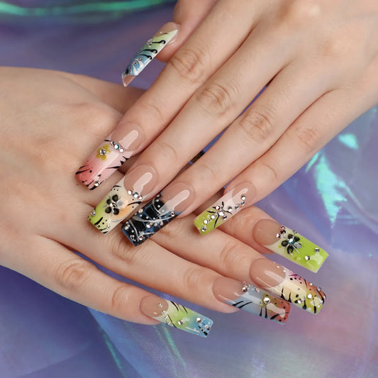 Clear Bliss Square Acrylic Press On Nail Set