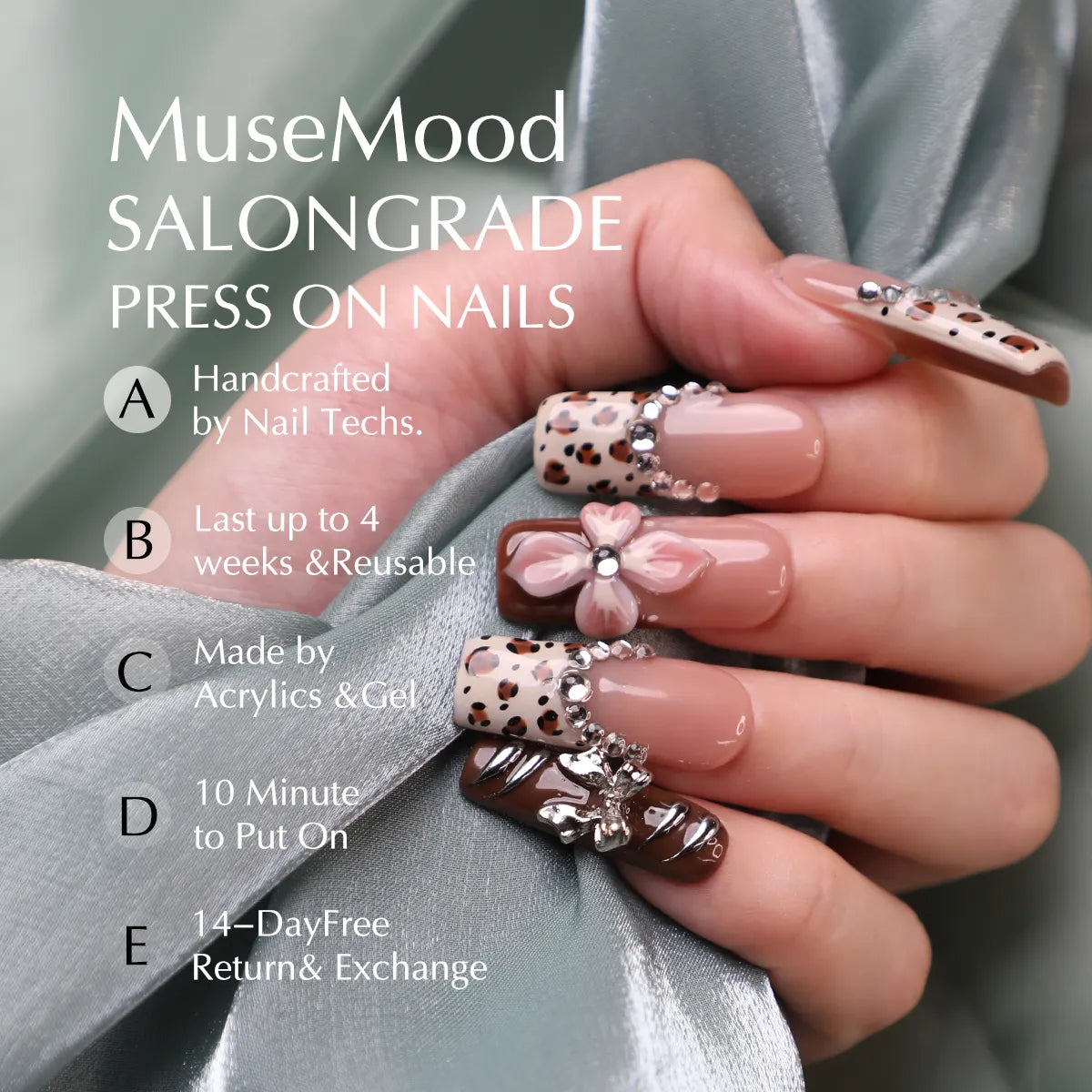 Creamy Floral Sqaure Nail Set Press On Nail