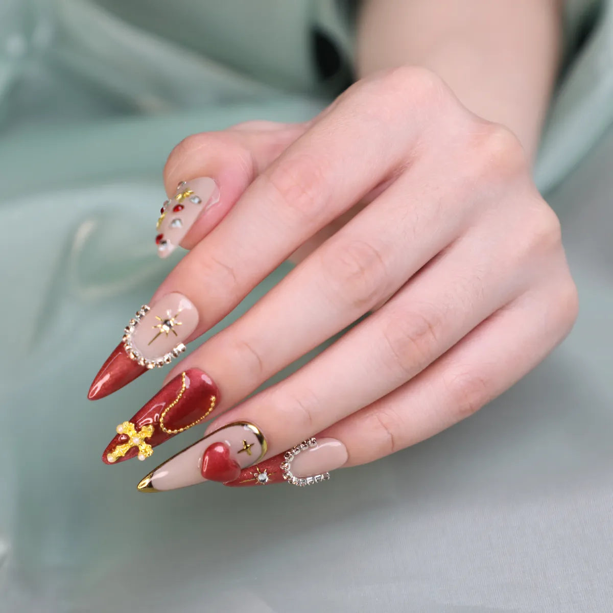 Blush Gilet Baroque Handmade Press On Nail Set