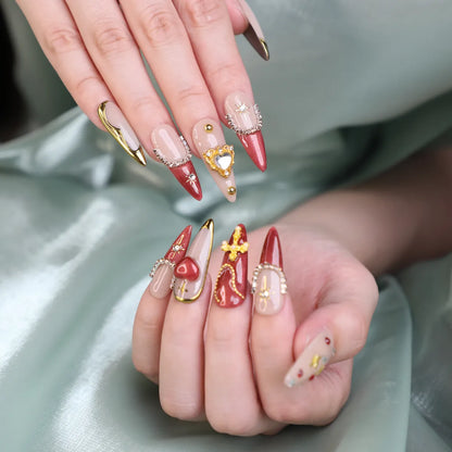 Blush Gilet Baroque Handmade Press On Nail Set