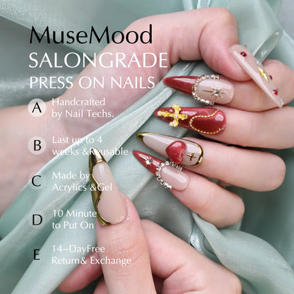 Blush Gilet Baroque Handmade Press On Nail Set