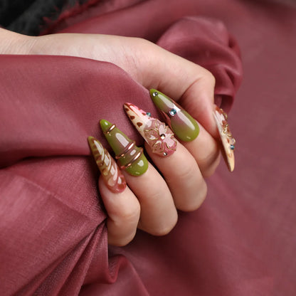 Faux Ongles Faits Main Press-On Wild Glow Stiletto