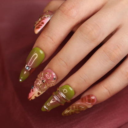 Faux Ongles Faits Main Press-On Wild Glow Stiletto