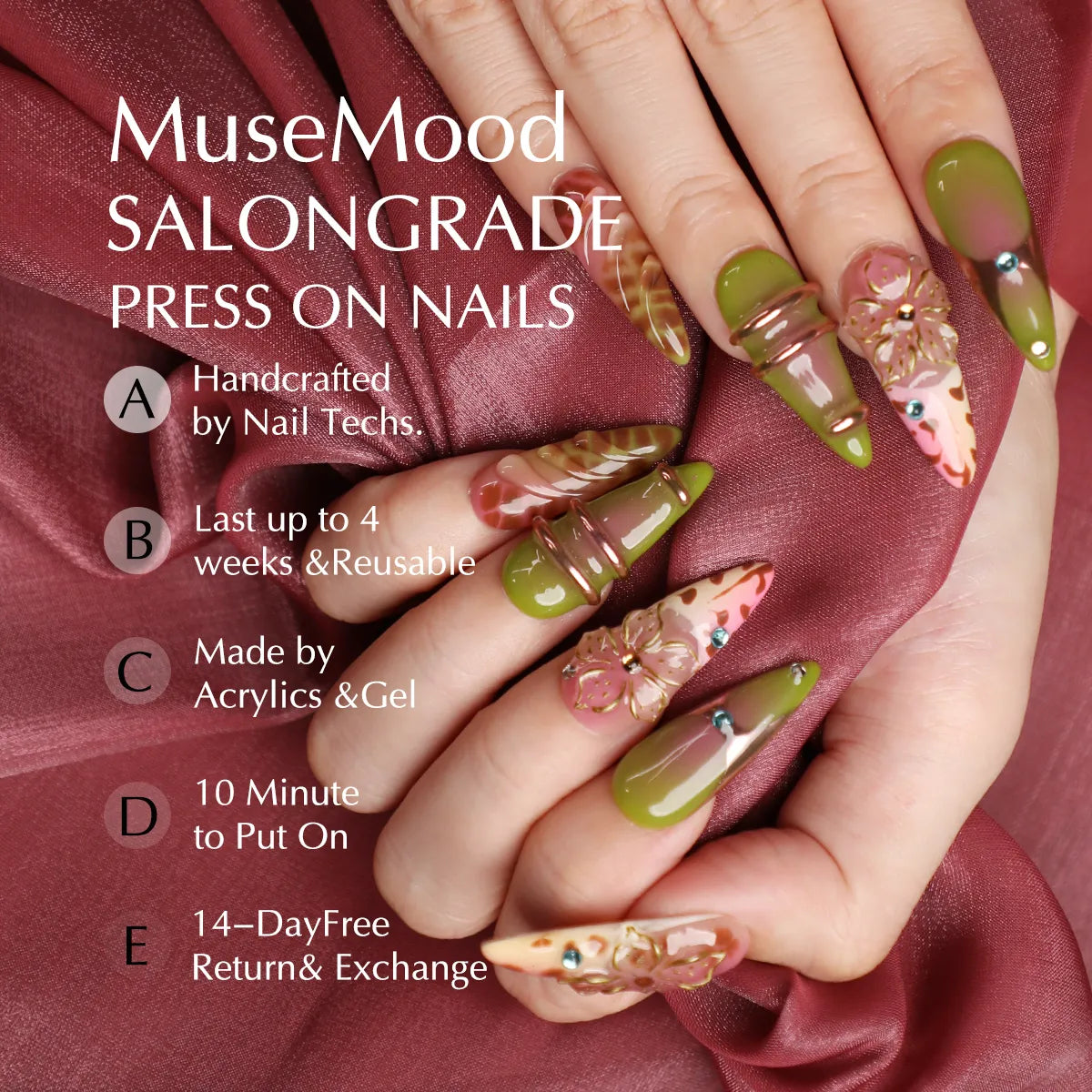Faux Ongles Faits Main Press-On Wild Glow Stiletto