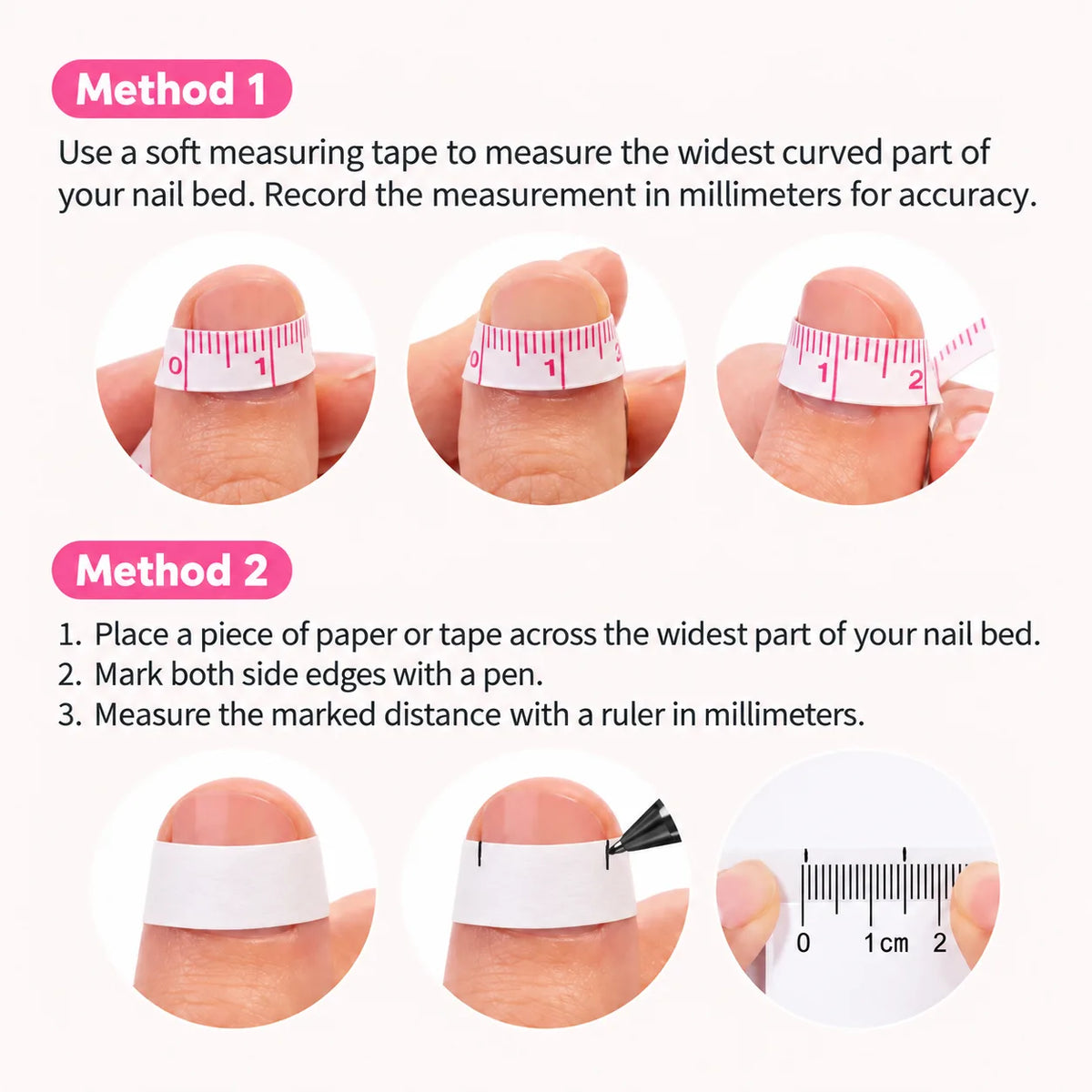 How to measure press-on nails from sidewall to sidewall
