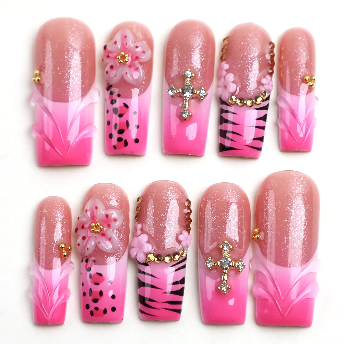 Blush Safari Square Press On Nail  (Short & Medium Length)