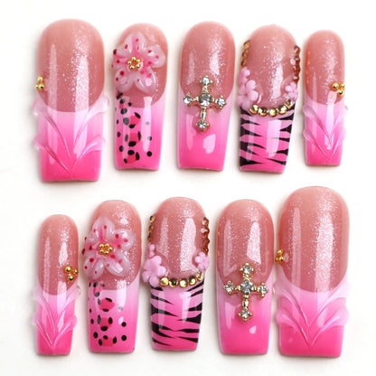 Blush Safari Square Press On Nail  (Short & Medium Length)