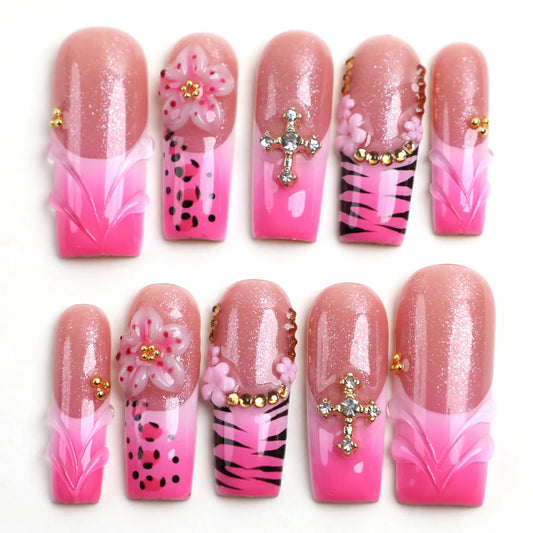 Blush Safari Square Press On Nail