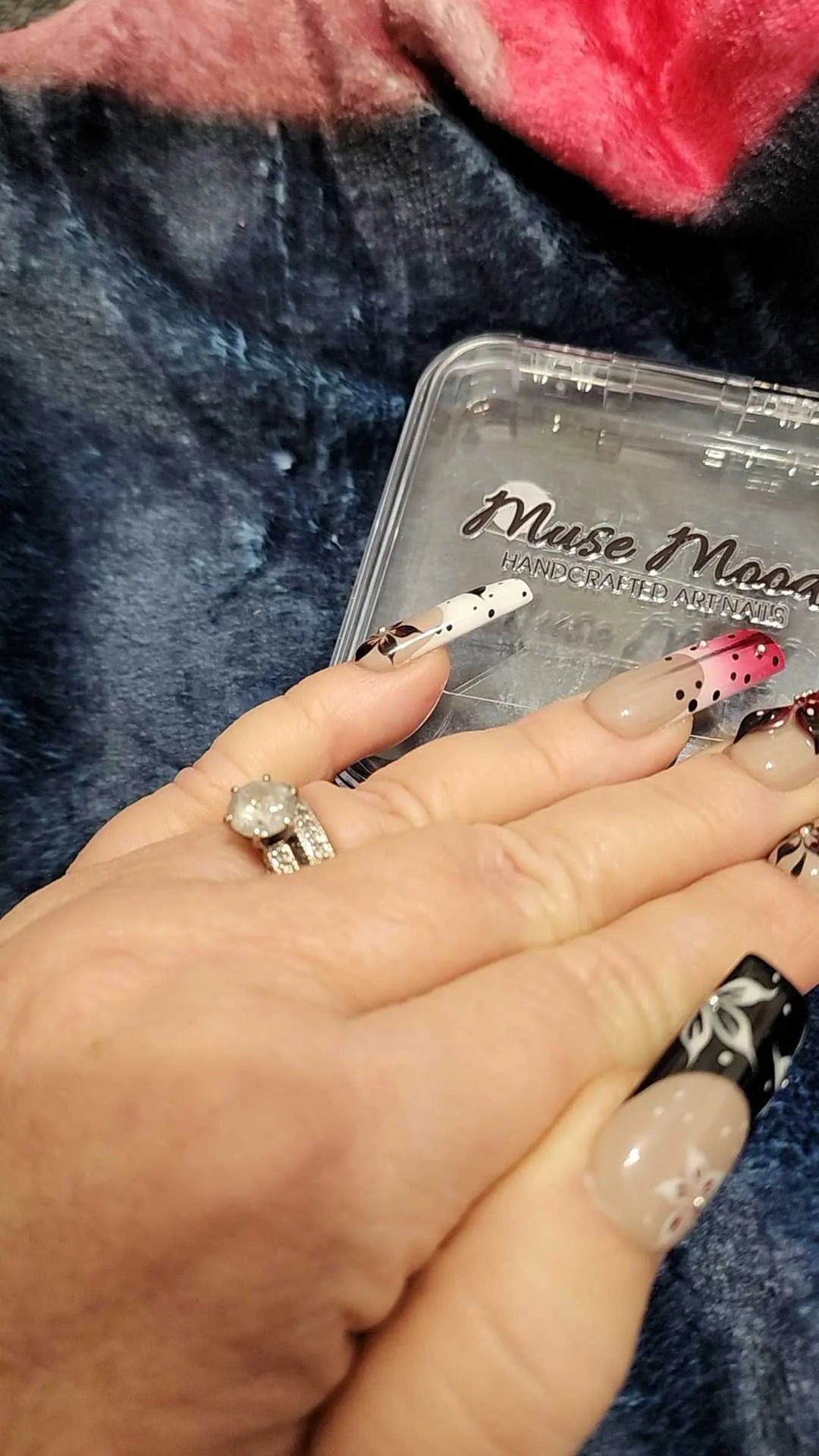 Rose-butterfly Kiss Handmade Square Acrylic Nail