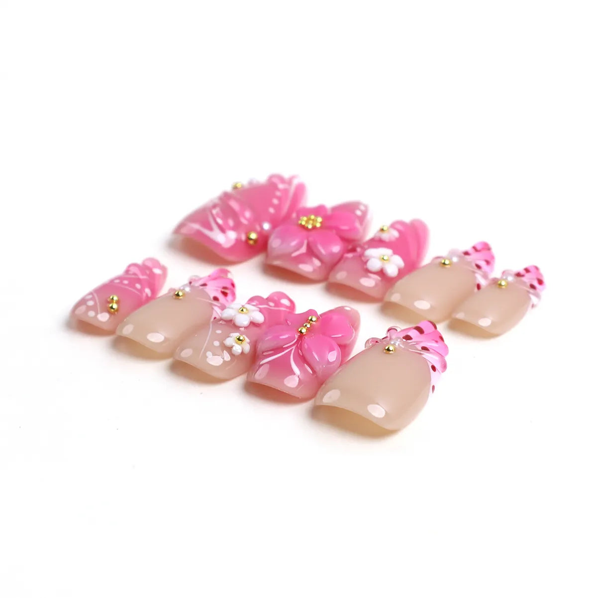 Petal Symphony Faux Ongles en Acrylique Amande